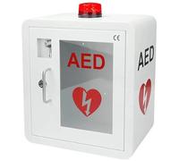 Armadio Defibrillatore AED con Allarme & Luce Stroboscopica, Scatola da Parete con Finestra, Angoli di Sicurezza Arrotondati, Chiusura Sicura per Ufficio, Scuola & Luoghi Pubblici