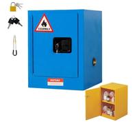 Armadio di sicurezza ignifugo per stoccaggio liquidi infiammabili e sostanze chimiche, in acciaio zincato con 2 ripiani regolabili(Blu,15 Gallon)