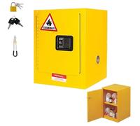 Armadio di sicurezza ignifugo per stoccaggio liquidi infiammabili e sostanze chimiche, in acciaio zincato con 2 ripiani regolabili(Giallo,15 Gallon)