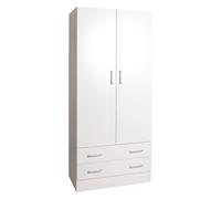 Composad Armadio Appendiabiti Linea FACILE – 2 ante 2 cassetti, in legno – Bianco 82×46×184 cm