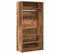 Armadio effetto legno antico 100 x 50 x 200 cm, compatto con asta appendiabiti e molto spazio per camera da letto e corridoio, moderno sistema di organizzazione con ripiani e cassetti