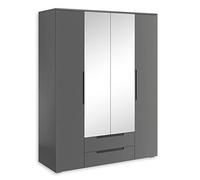 Armadio elegante Spice con tanto spazio e ante con specchio, versatile armadio con ante battenti in grafite opaca, 160 x 208 x 57 cm (larghezza x altezza x profondità)