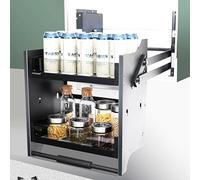 Armadio estraibile per elettrodomestici da cucina, ripiano regolabile e sistema di portaspezie per armadi superiori, design salvaspazio a discesa per un facile accesso