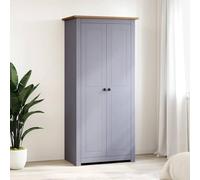 Armadio grigio in legno di pino massiccio, 80 x 50 x 171,5 cm, con asta appendiabiti e ripiani per camera da letto, cameretta dei bambini, corridoio, stoccaggio compatto e moderno sistema di