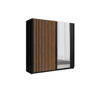 Armadio Guardaroba 200 Cm 2 Ante Scorrevoli Listellato Dalia Nero Rovere