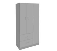 ARMADIO GUARDAROBA 3 ANTE 2 CASSETTI MAXI MODERNO LEGNO GRIGIO 1809042 cm