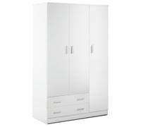 Armadio guardaroba 3 ante e 2 cassetti in legno bianco Armadi 182x115x52 italia