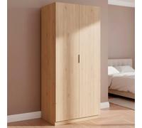 Armadio Guardaroba A 2 Ante Con Asta Appendiabiti E Ripiano Interno Mobile Armadio Salvaspazio Per Camera Da Letto Ingresso Ripostiglio Design Moderno Minimal 81 x 52 x 180 Cm Rovere