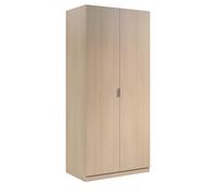 Armadio Guardaroba A 2 Ante Con Asta Appendiabiti E Ripiano Interno Mobile Armadio Salvaspazio Per Camera Da Letto Ingresso Ripostiglio Design Moderno Minimal 81 x 52 x 180 Cm (Rovere chiaro)