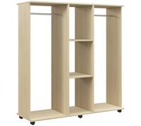 Armadio Guardaroba a Rotelle 120x40x128 cm con 2 Barre e 3 Ripiani Aperti in
