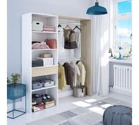 Habitdesign Armadio spogliatoio, Melamina e Barre di Alluminio, Bianco Artik E Quercia, Grande
