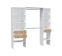 Armadio Guardaroba Aperto 190x40x187 Ethna Bianco E Rovere Listato