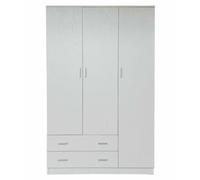 Armadio guardaroba bianco tre ante 2 cassetti Armadi in legno camera da letto