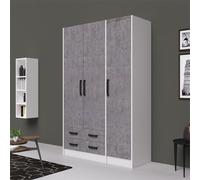 Armadio guardaroba cemento tre ante 2 cassetti Armadi in legno camera da letto