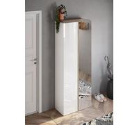 Armadio Guardaroba con Anta a Specchio e Ripiani 70x35x185 cm Frame Bianco Lucido e Cadiz