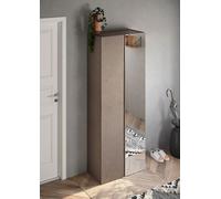 Armadio Guardaroba con Anta a Specchio e Ripiani 70x35x185 cm Frame Bronzo e Mercure