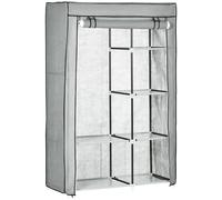 Armadio Guardaroba da Campeggio 103x43x162,5 cm 6 Ripiani Aperti e un Appendino in Tessuto non Tessuto Grigio