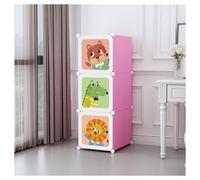 ARMADIO GUARDAROBA MODULARE PER BAMBINI A 3 SCOMPARTI A CUBO MOBILE CON ANTE DEC