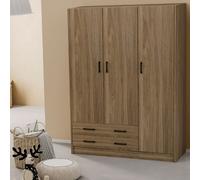 Armadio guardaroba noce tre ante 2 cassetti Armadi in legno camera da letto