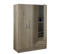 COMPOSAD | Armadio della Linea FACILE con 3 Ante e 2 Cassetti, Camera da Letto, Armadio con Ante, Dimensioni (LxAxP) 119,30x184,40x46,30 cm, Colore Rovere Sonoma, Made in Italy