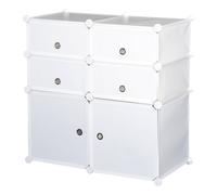 Armadio Guardaroba Scarpiera Modulare in Plastica 6 Cubi Bianco 75x37x73 cm