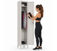 Armadio Guardaroba Slim in Metallo 1 Anta Asta Appendiabiti e Ripiano Superiore