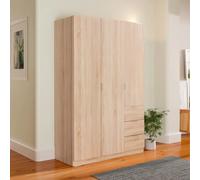 Armadio Guardaroba Vestiti 3 Ante Battenti 4 Ripiani E 3 Cassetti Con Barra Appendiabiti Salvaspazio Per Camera Da Letto Stanza Matrimoniale Design Moderno 200 x 52 x 135 Cm Colore Rovere Canadese