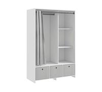 HOMCOM Armadio Guardaroba con Barra Appendiabiti, 3 Cassetti in Tessuto e 3 Ripiani, 105x48x160 cm, Bianco e Grigio Aosom Italy