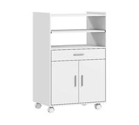 ARMADIO HOMCOM IT83A-342V00WT - in MDF Bianco con 2 porte e 4 ripiani, cassetto e ruote