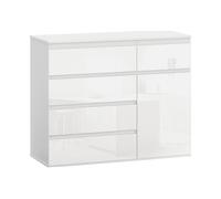 ARMADIO HOMCOM IT83B-757V90WT - in MDF lucido Bianco con 1 porta e 5 ripiani