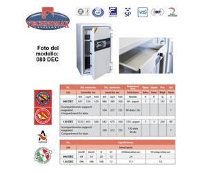 ARMADIO IGNIFUGO 080 DEC 83.1X52X52 HxLxP PER SUPPORTI CARTACEI E MAGNETICI C...