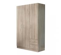 Armadio in legno da interno camera da letto con asta appendi abiti 3 ante e 2 cassetti Geremy