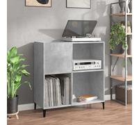 Armadio in legno grigio cemento con gambe in metallo 84,5 x 38 x 89 cm, moderno armadio multiuso per soggiorno, camera da letto, ufficio, spazio compatto per dischi in vinile e sistema di cartelle
