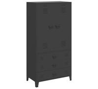 Armadio in metallo nero 90 x 50 x 180 cm con ripiani e asta | 2 ripiani, asta appendiabiti, porta badge, prese d'aria, pulizia con un panno umido