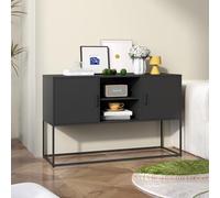 Armadio in metallo nero, struttura robusta in metallo con elegante buffet per credenza e cassaforte, altezza 75 cm x larghezza 120 cm x profondità 40 cm (nero)
