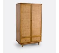 Armadio in pino massiccio e vimini, Oriente Beige TU