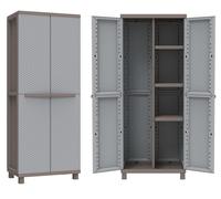Armadio in Plastica Effetto Rattan Grigio Terry Portascope Salvaspazio Mobile 2