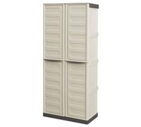 Armadio in polipropilene altezza porta scope in plastica, colore avorio e tortora, 70 x 39 x 165 cm