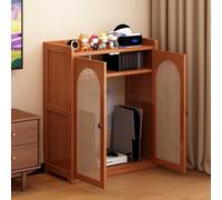 Armadio in rattan per router, organizer da pavimento per modem, presa multipla e gestione dei cavi, ideale per casa e ufficio