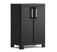 Keter Armadio 2 ripiani regolabili realizzato in resina Detroit Basso Nero 65x45x97H cm, ECOMMERCE PACK