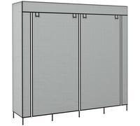 Armadio in Tessuto 10 Ripiani 4 Cassetti e Ante a Cerniera Grigio