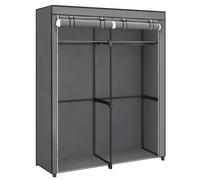 Armadio in tessuto, armadio portatile con aste, appendiabiti, pieghevole, ripostiglio, per camera da letto, studio, 140 x 43 x 174 cm, grigio [Spazioso per il buon ordine] Appendi i vestiti in modo or
