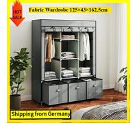 Armadio in tessuto Comanlai con 5 scomparti e 2 appendiabiti, armadio pieghevole con 3 grandi cassetti in tessuto e cerniera