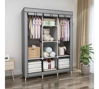 Armadio in Tessuto, Guardaroba Pieghevole Salvaspazio, Appendiabiti, Scaffale per Borse, Giocattoli, Scarpe, Soggiorno, Camera da Letto, 150 x 45 x 170 cm (Grigio)