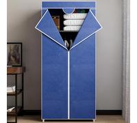 Armadio in tessuto TNT Guardaroba Appendiabiti con ripiano 70x46x160 cm Blu