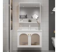 Armadio Lavabo per Camera con Montaggio A Parete, Mobiletto Lavabo per Camere, Mobiletto per Lavandino per Camera Galleggiante, Armadietto per Lavandino per Stanze Piccole con, White, 60x50X50cm