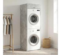 Armadio Lavatrice Cemento Legno 67,5 x 68 x 200 cm con anta e cerniere, moderno armadio multiuso per bagno, camera da letto, corridoio, organizer compatto