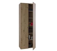 ARMADIO LIBRERIA MOBILE COLONNA 2 ANTE 5 RIPIANI BAMBEY BIANCO CEMENTO ROVERE
