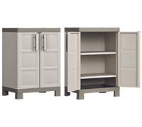 Armadio lucchettabile basso in resina a 2 ante decorate da esterno giardino Excellence Keter