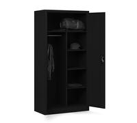 Domator Armadio Metallico C34 Armadietto Archivio per utensili Porte a battente Appendiabiti Verniciato a polvere 185 cm x 90 cm x 45 cm (Nero)